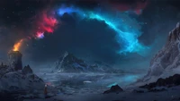 Paisaje Nocturno Encantador: Un Reino de Fantasía de Maravillas Celestiales