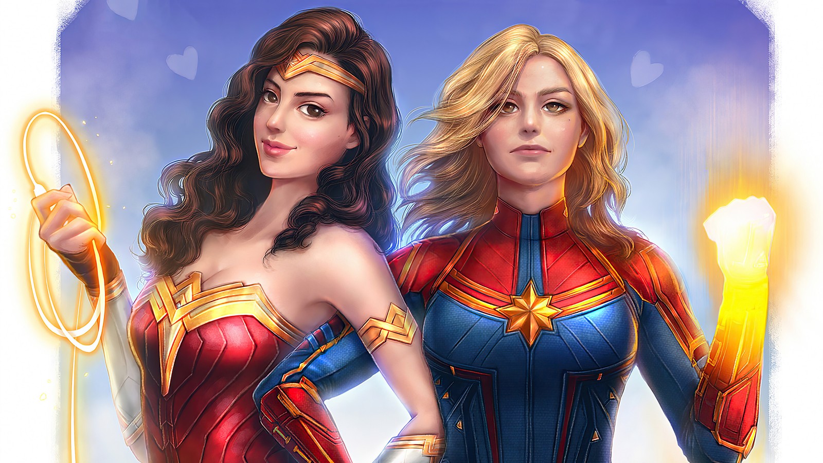 captain marvel, wonder woman, marvel comics, dc comics, comics wallpaper