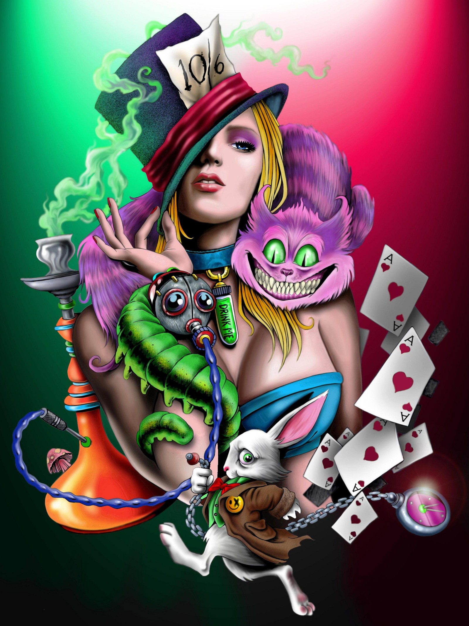 alice, cat, color wallpaper