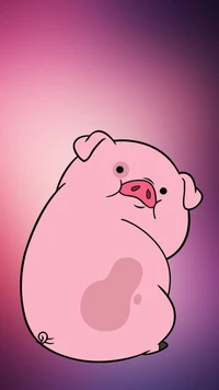 Cochon de dessin animé espiègle avec un fond coloré