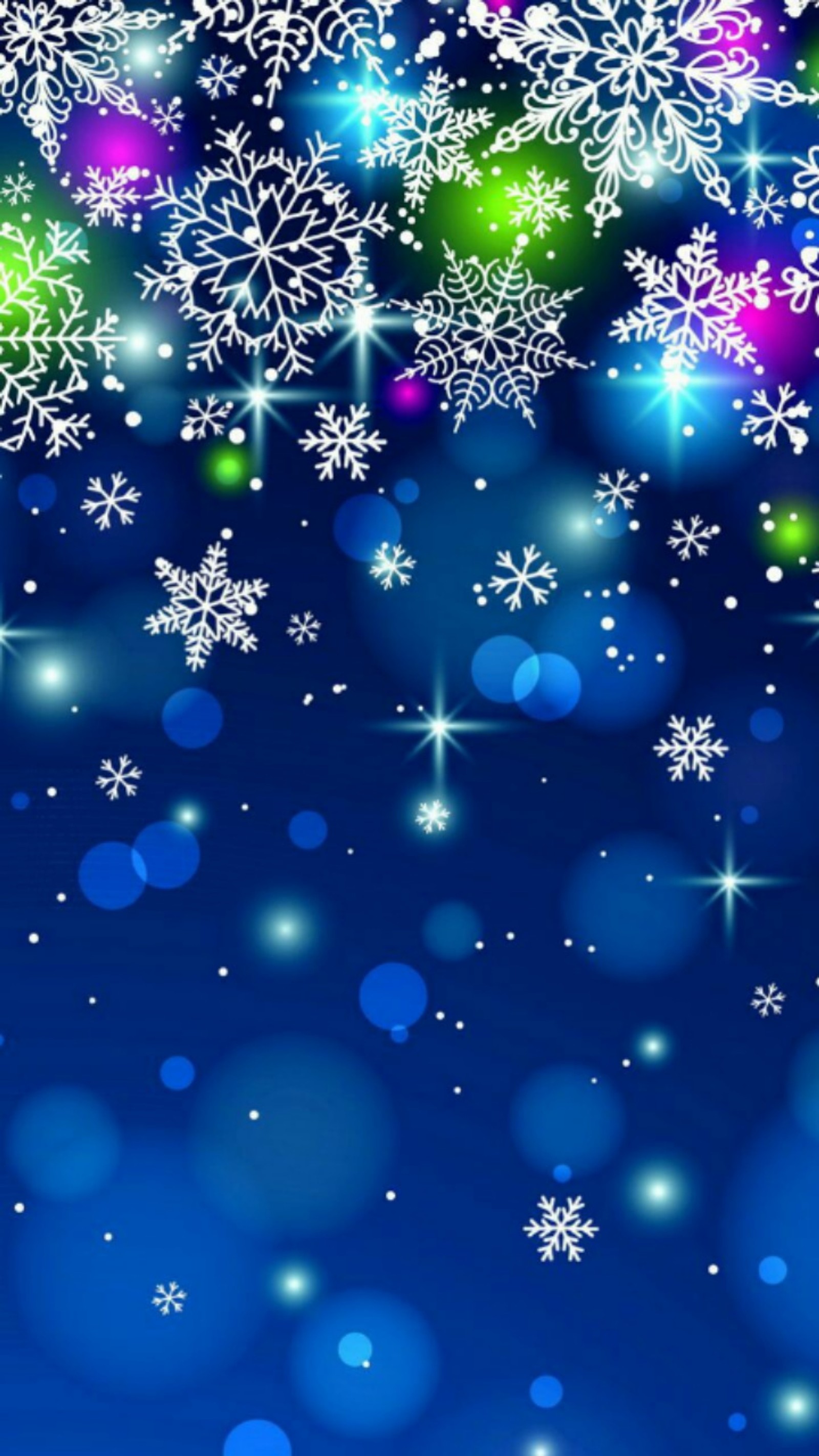 A blue background with snowflakes and stars (beautiful, holidays)