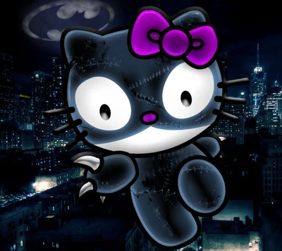 Hola Kitty como el Guardián de Gotham de Batman