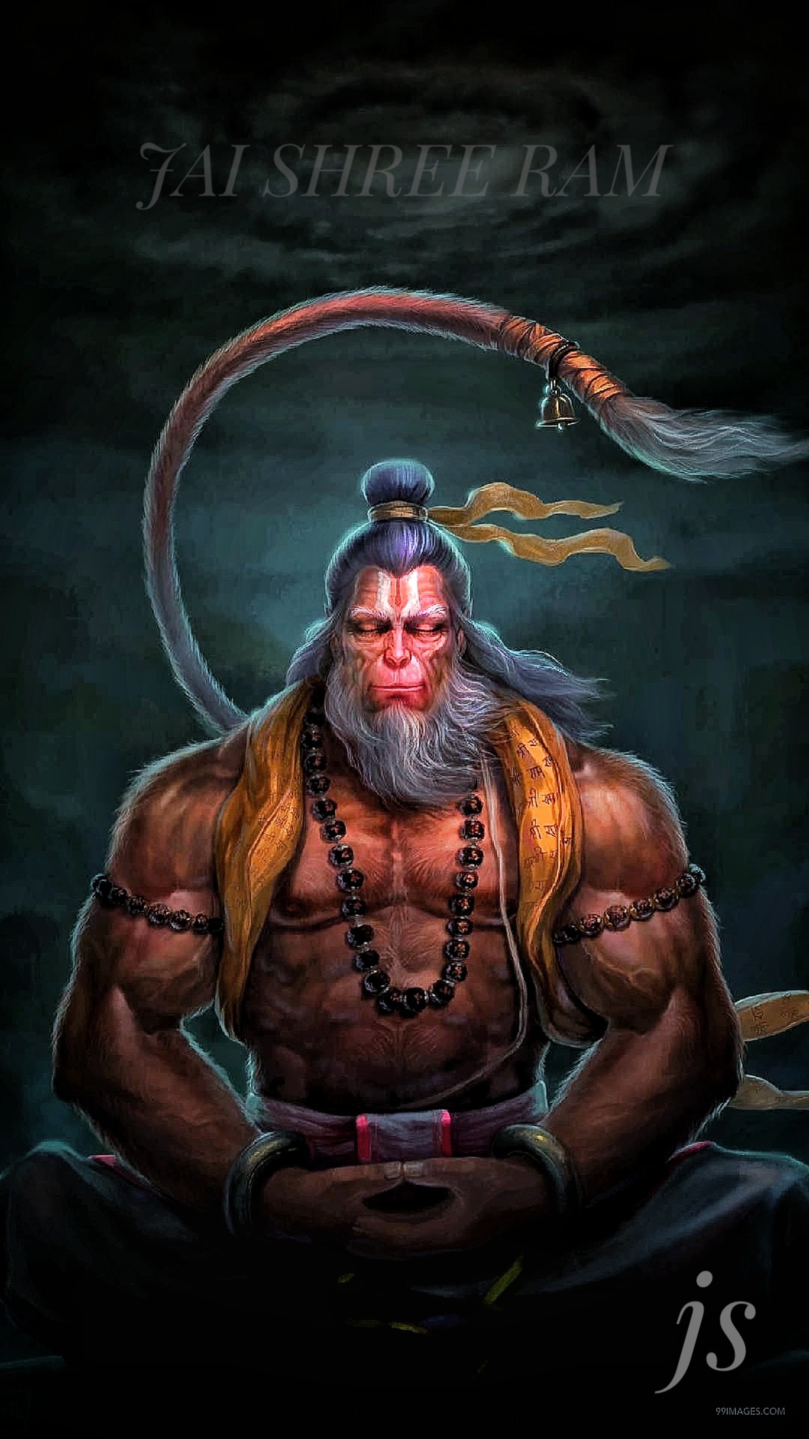 Peinture d'un homme avec un serpent sur la tête (hanuman, jai shree ram, seigneur hanuman)