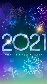 2021, celebrar, día, fuegos artificiales, feliz