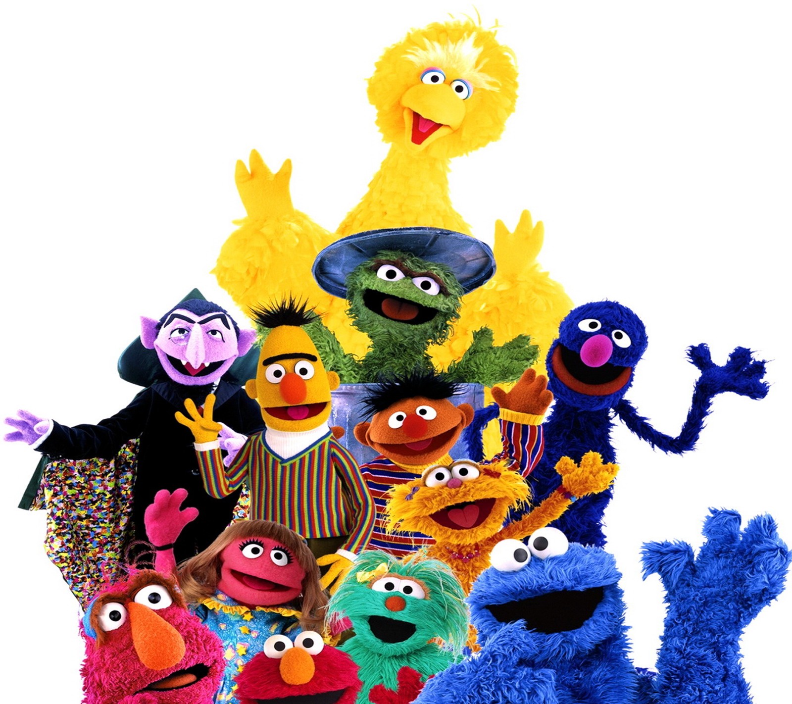 Скачать обои персонажи куки монстра, элмо большой птица, улица сезам, sesame street