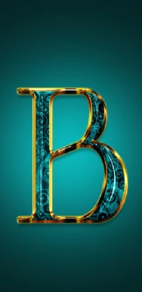 Stilisierter Buchstabe "B" mit grünen und goldenen Elementen