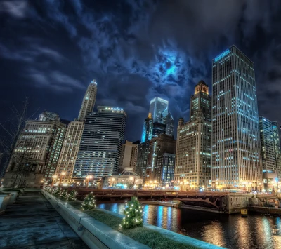 chicago, city lights