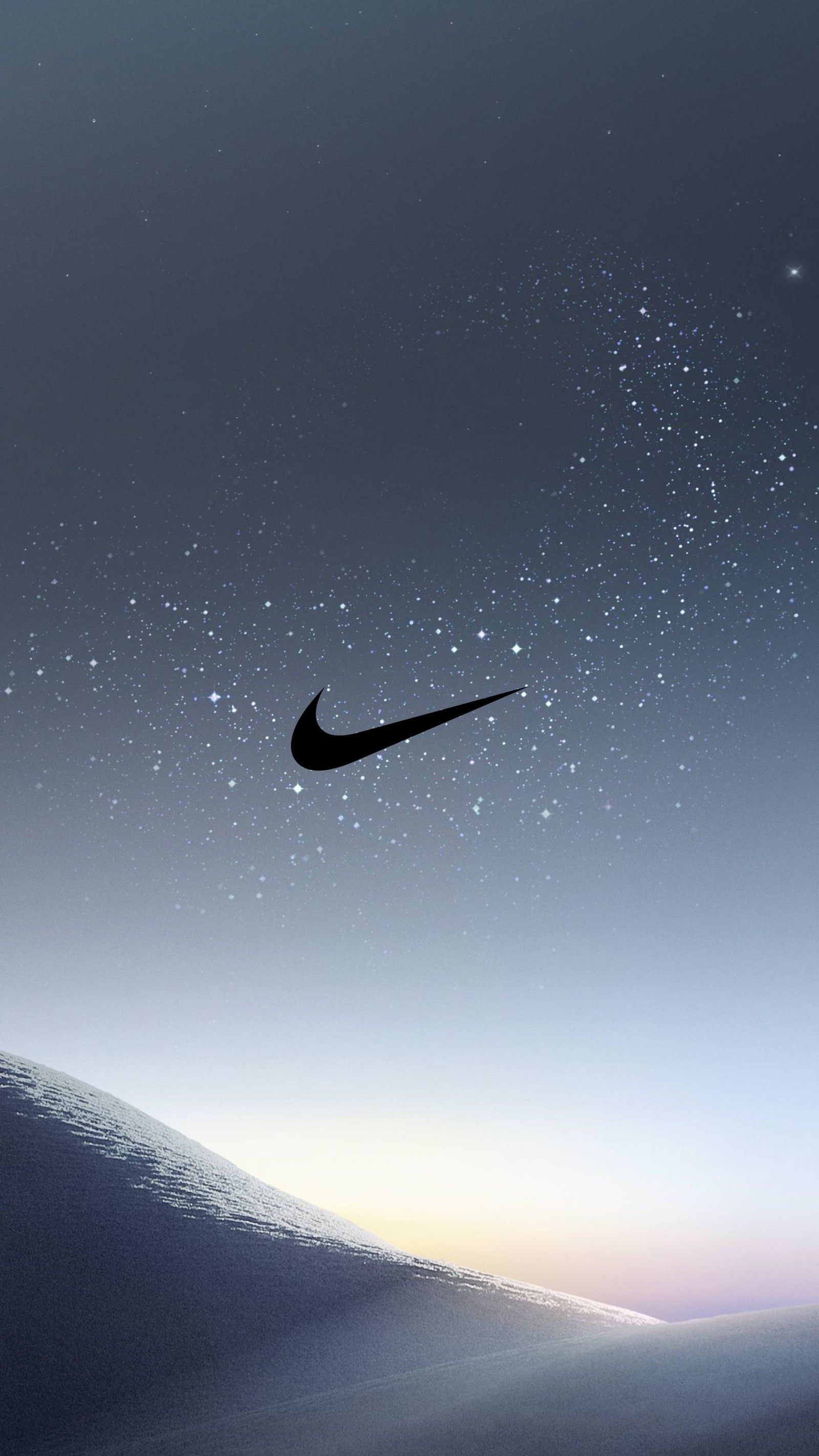 Logo nike sur un fond sombre avec une montagne en arrière-plan (marques, hd, hypebeast, logos, lune)