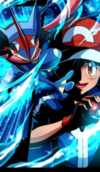 Duo dynamique : Ash et Ash-Greninja en action