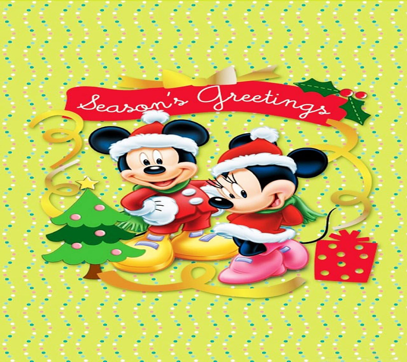 Mickey and minnie mouse christmas card (christmas, wallpaper)