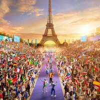 Celebração da Unidade: Jogos Olímpicos de Verão de 2024 em Paris na Torre Eiffel