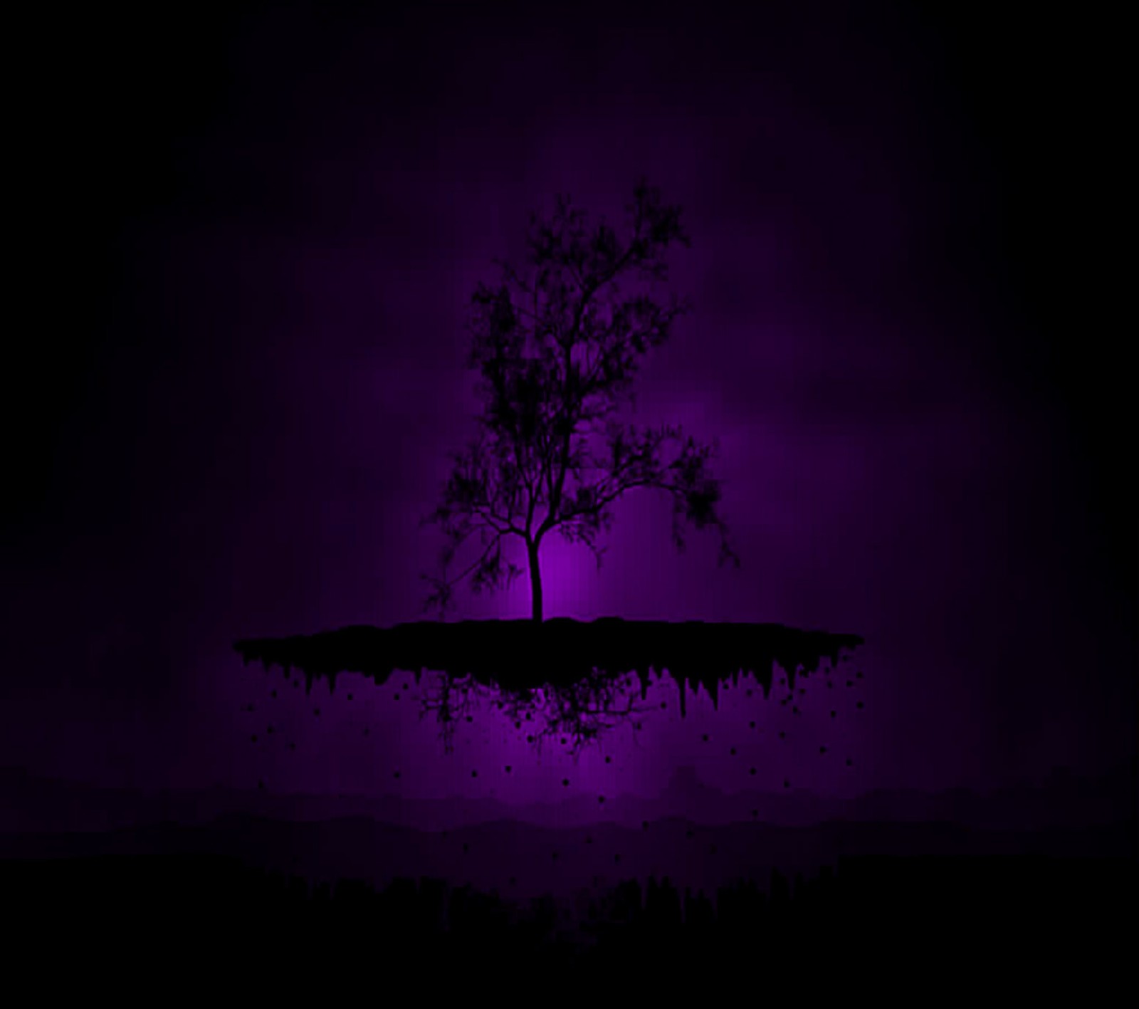 Arbre violet sur une colline avec un ciel violet en arrière-plan (violet, papier peint)