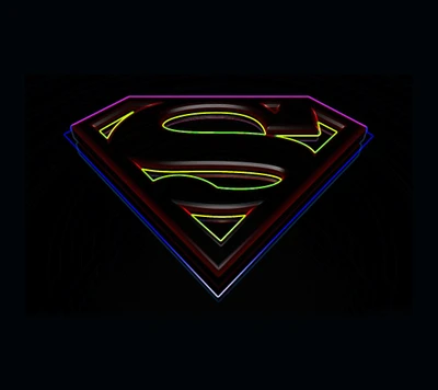 Logo Superman néon avec design de bouclier emblématique