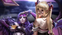 kda, evelynn, dva, overwatch, lol wallpaper