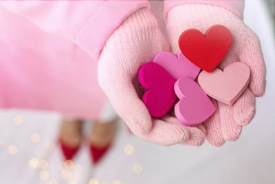 cœurs, saint valentin, cœurs damour, rose, gants