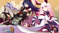 niñas de anime, anime, honkai impact 3rd, videojuego, yae sakura