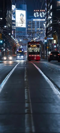 edifício, ônibus, carros, iluminação automotiva, luz