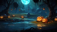 halloween, feriado, noite, abóbora, abóbora iluminada