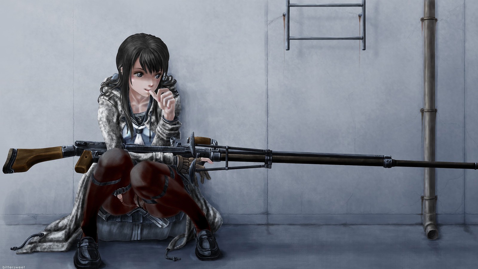 anime, girls, sniper, rifle Download Wallpaper