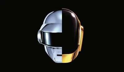 Arte del casco de Daft Punk: Dúo icónico de música electrónica en diseño de alto contraste