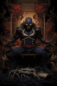 Venom Samurai: Dark Warrior Throne in CGI Art