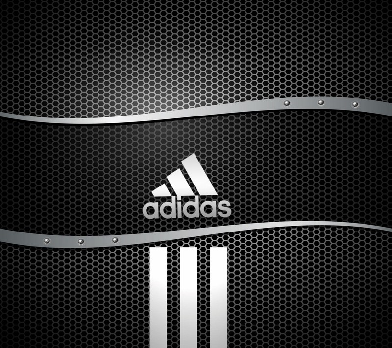 Черно-белые обои с серебряным логотипом adidas (логотип, сеть)