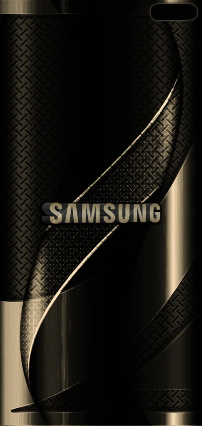 Papel de parede recortado em 3D do logotipo da Samsung em marrom e dourado