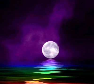 Colorful Moonlit Sea at Night