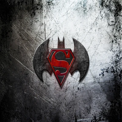 Eine Fusion der Logos von Batman und Superman, die ein mutiges und dynamisches Design zeigt.