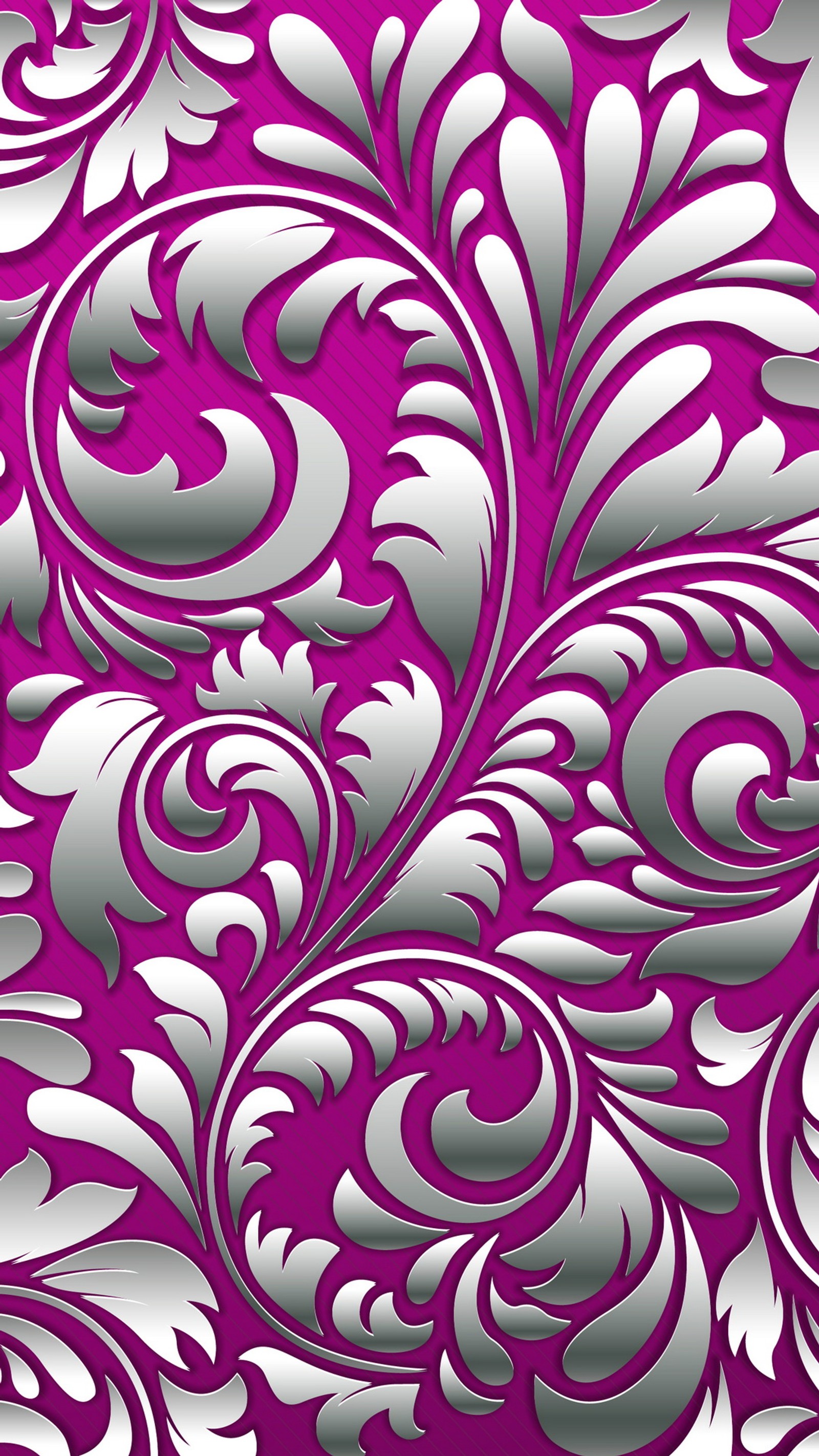 A purple and silver floral background with silver swirls (abstract, art, floral, pattern, pink)