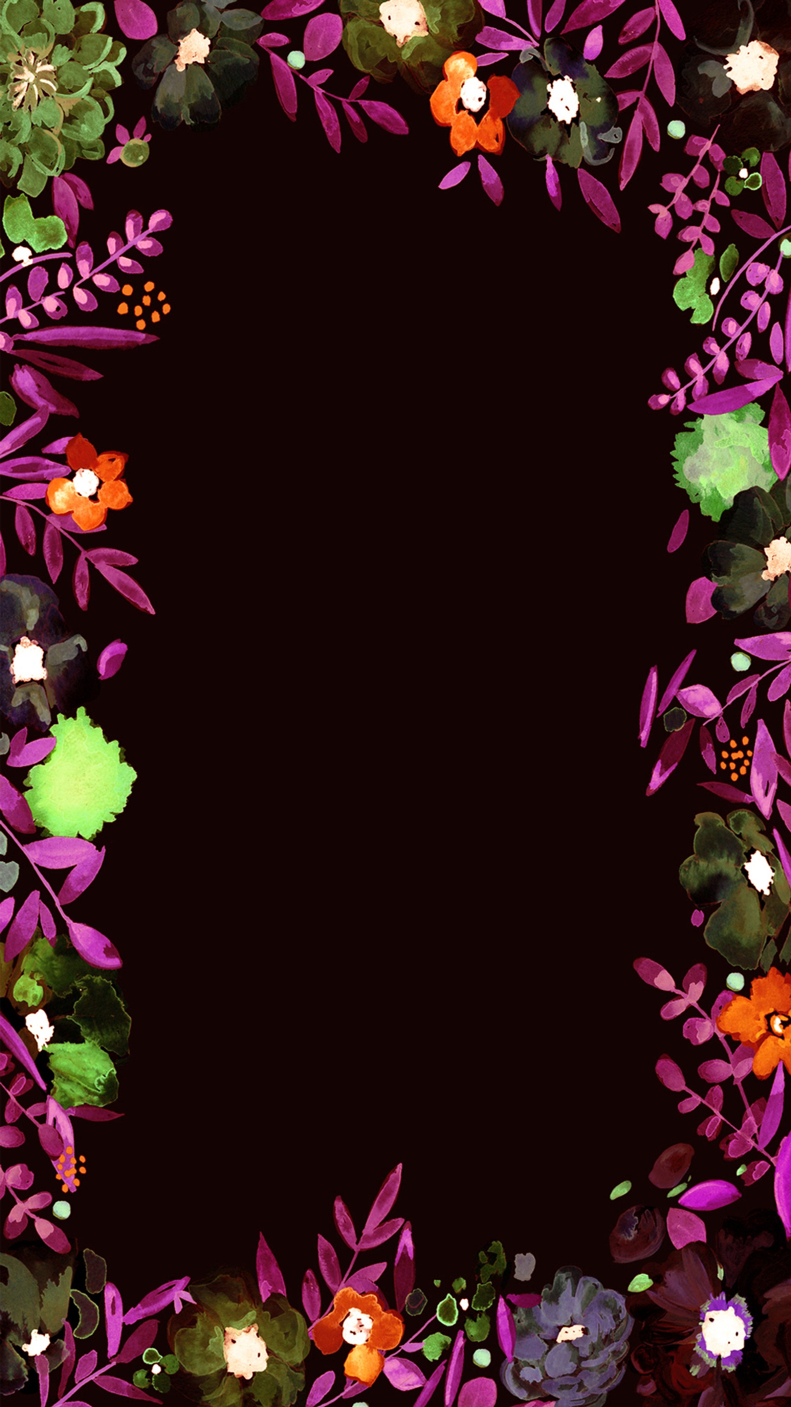 Una imagen de un marco floral con flores en él (negro, floral, flores)