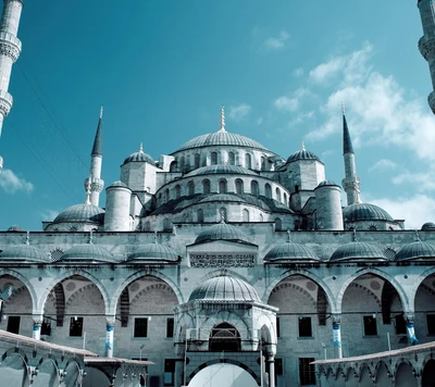 Majestic Mosque with Iconic Minarets and Arched Facades