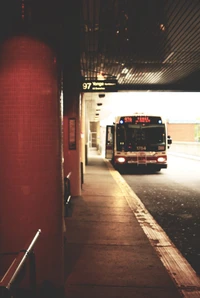 bus stop, car, lights, old, station