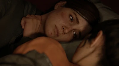 Ellies Reflexion in einem intimen Moment aus The Last of Us Part II