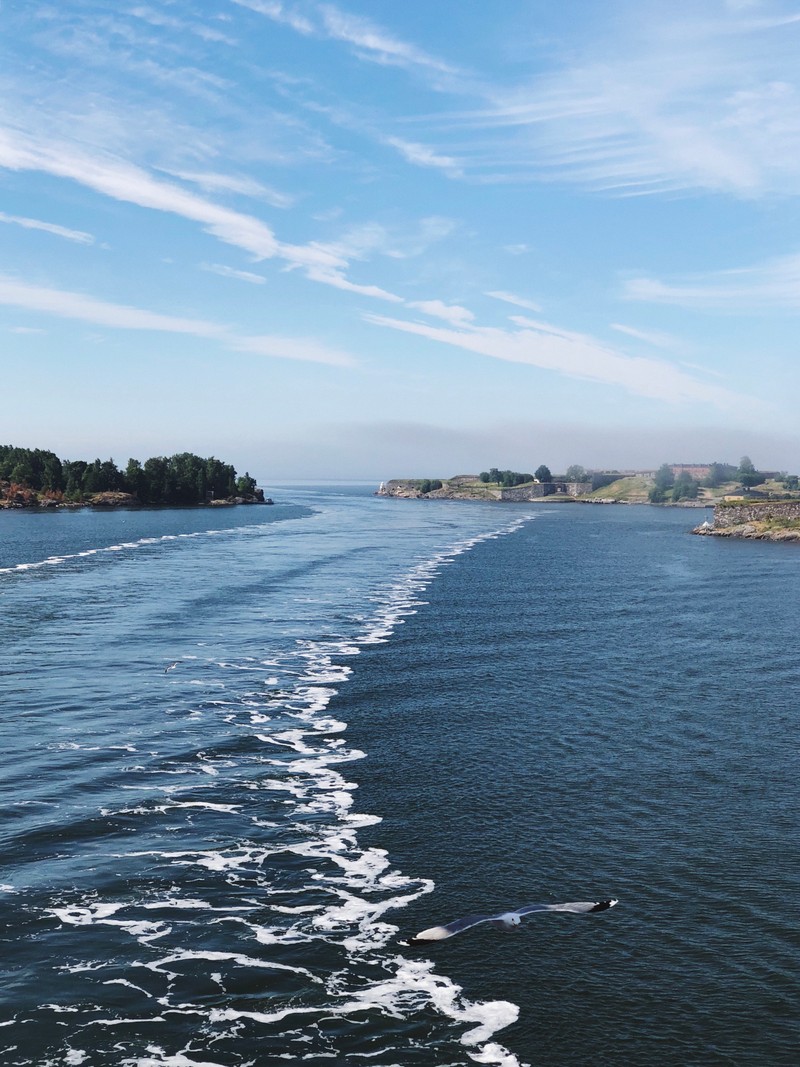 Вид на лодку, движущуюся по водоему (море, водоем, водные ресурсы, водный путь, берег)