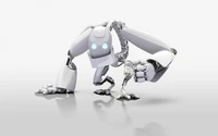 Advanced humanoid robot in a dynamic pose, showcasing cutting-edge technology and design.