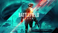 Soldat sur un champ de bataille futuriste avec des visuels dynamiques représentant le chaos et la guerre dans "Battlefield 2042".