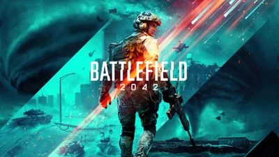 Soldat sur un champ de bataille futuriste avec des visuels dynamiques représentant le chaos et la guerre dans "Battlefield 2042".