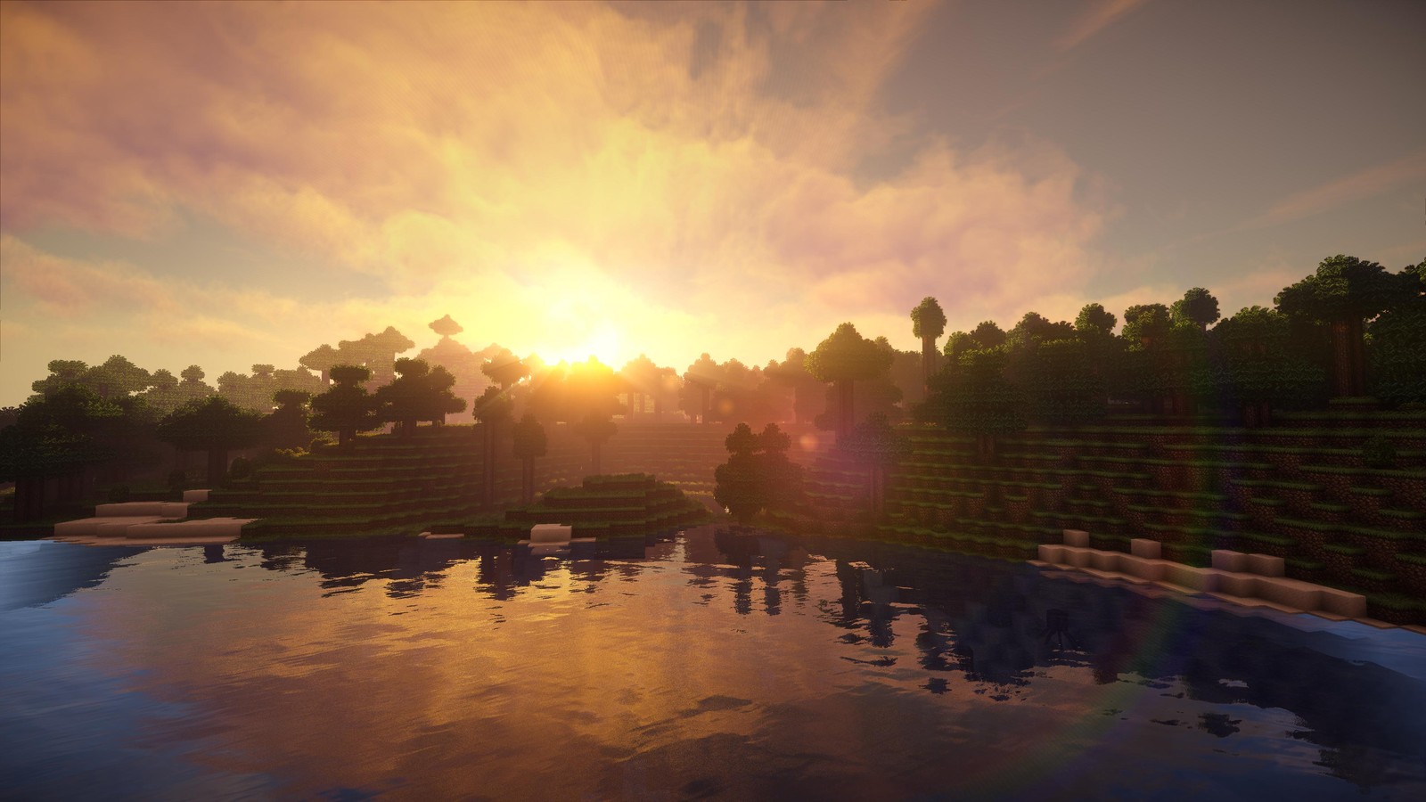 Lade minecraft, reflexion, natur, wasser, wolke Hintergrund herunter