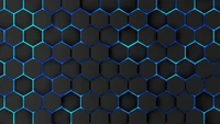 Electric Blue Honeycomb Pattern on Black Background