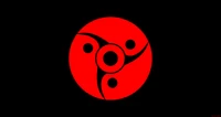 Symbole du Mangekyō Sharingan de Fugaku Uchiha sur fond noir