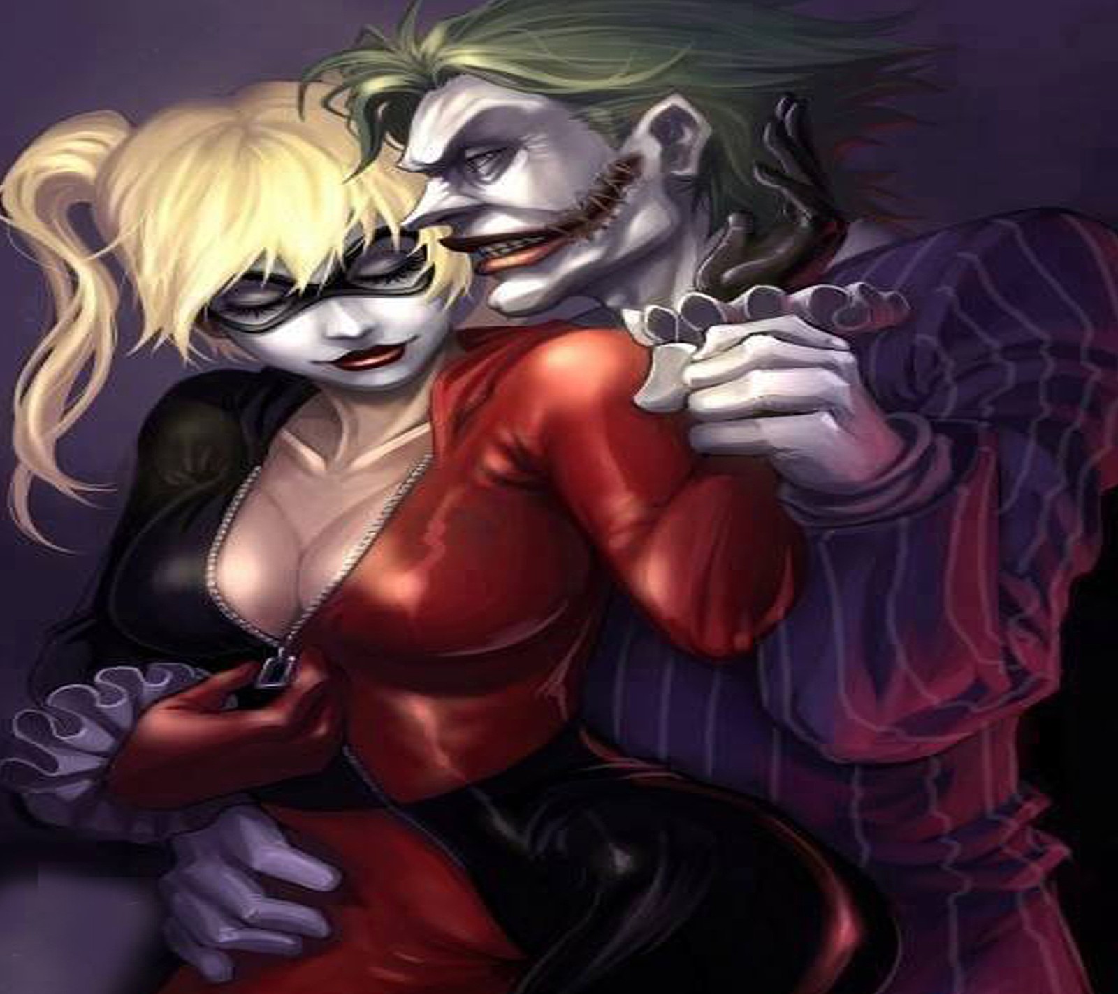 Скачать обои batman, смешной, harley quinn, джокер, joker