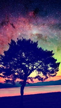 abstrait, champ, galaxie, nature, arbre