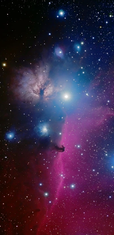 Cosmic Nebula: A Dark Blue Galaxy Illuminated by Distant Stars