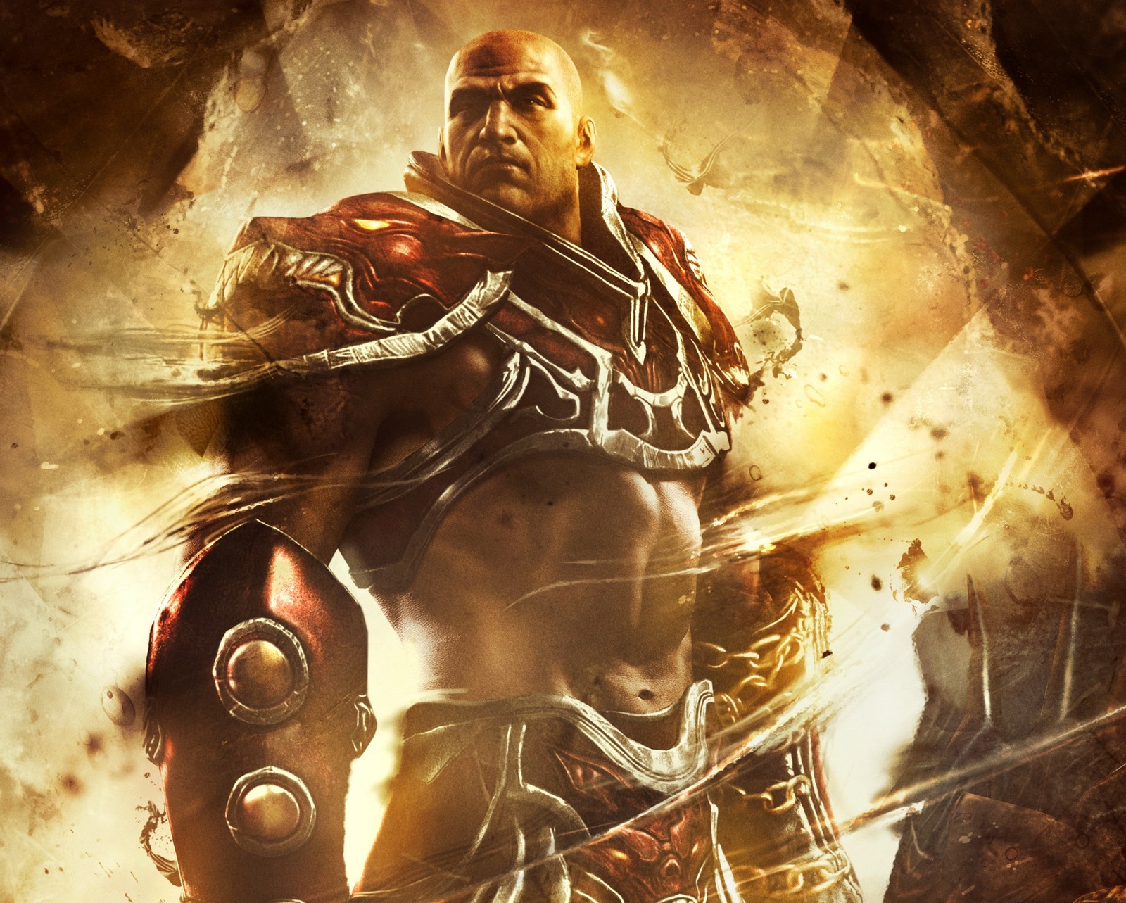 A close up of a man in armor with a sword (game, god, spartan, video game, war)