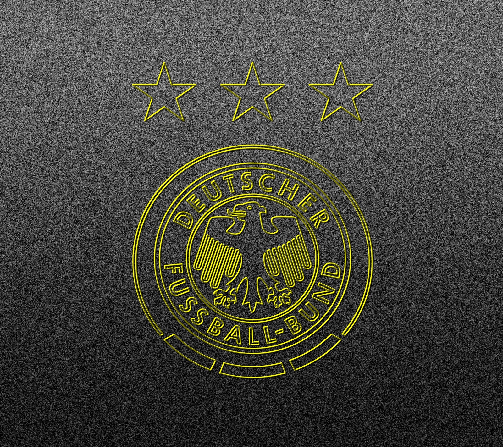 Un primer plano de un logotipo negro y dorado com estrellas (fútbol, alemania, oro, gris, logotipo)