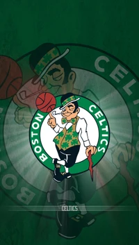 Boston Celtics Maskottchen in einem Grün- und Weißthema