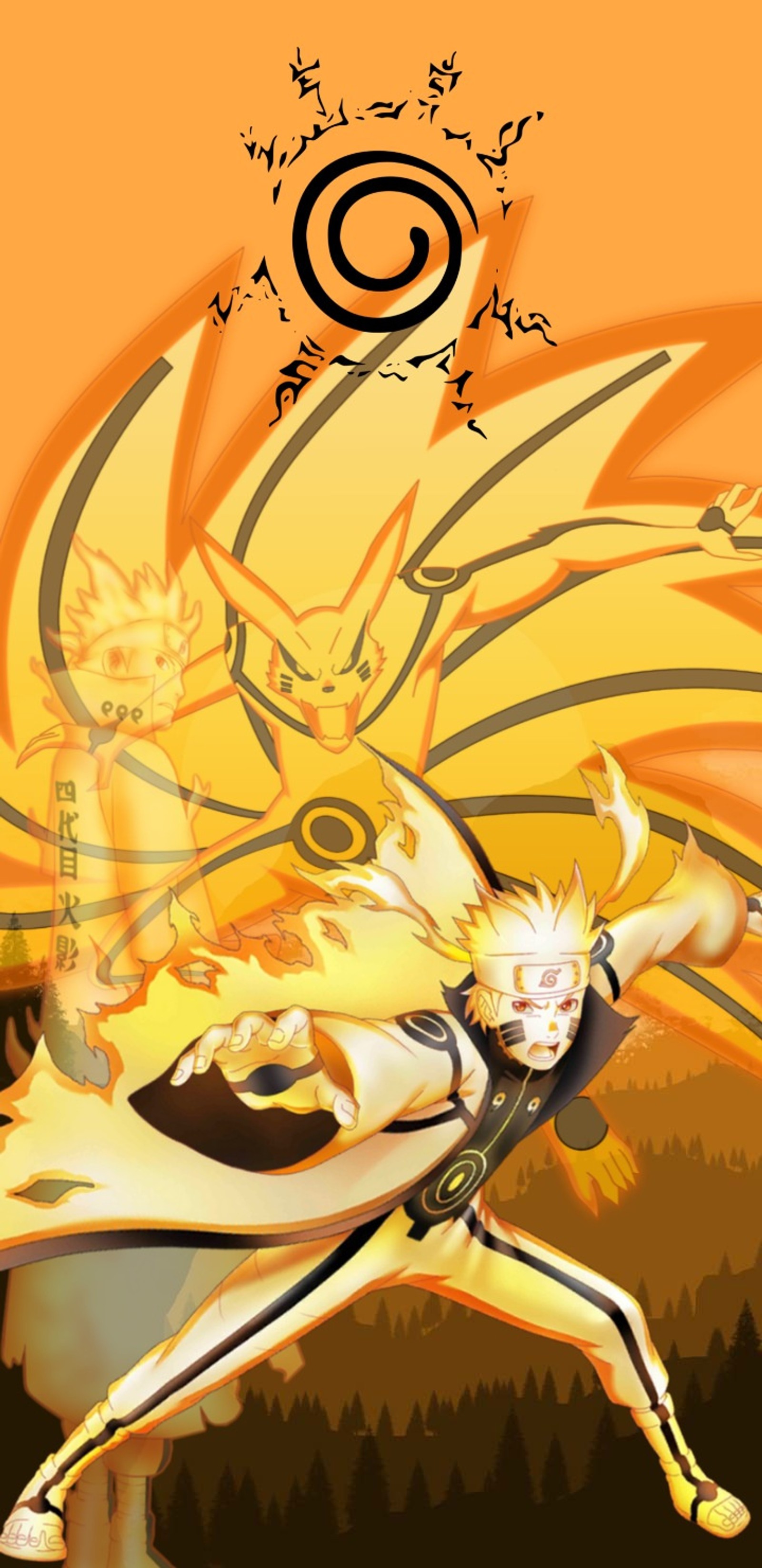 Descargar fondo de pantalla anime, chakra mode, kurama, minato, naruto