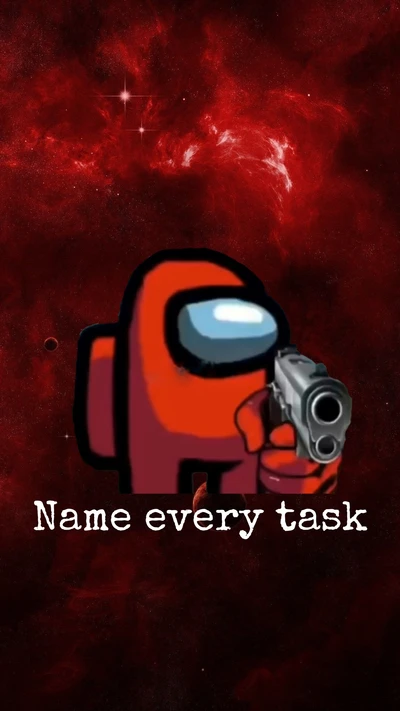 Red Crewmate with a Gun: Name Every Task