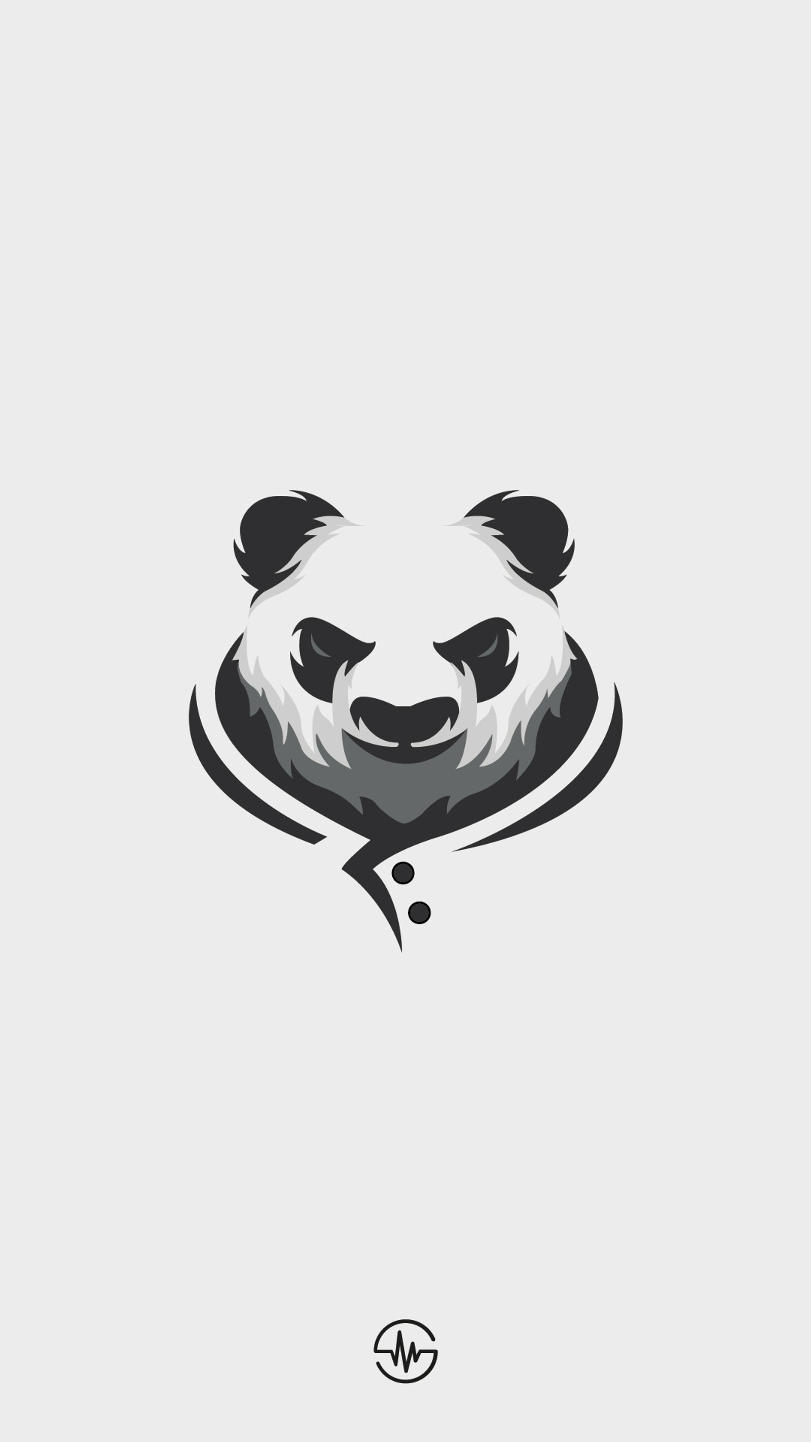 A close up of a panda bear's face with a black and white background (panda, pandas)